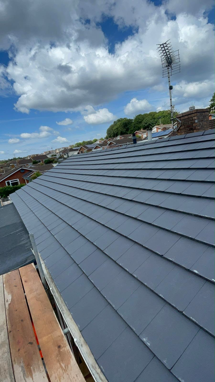 Newly finished UK tiled roof