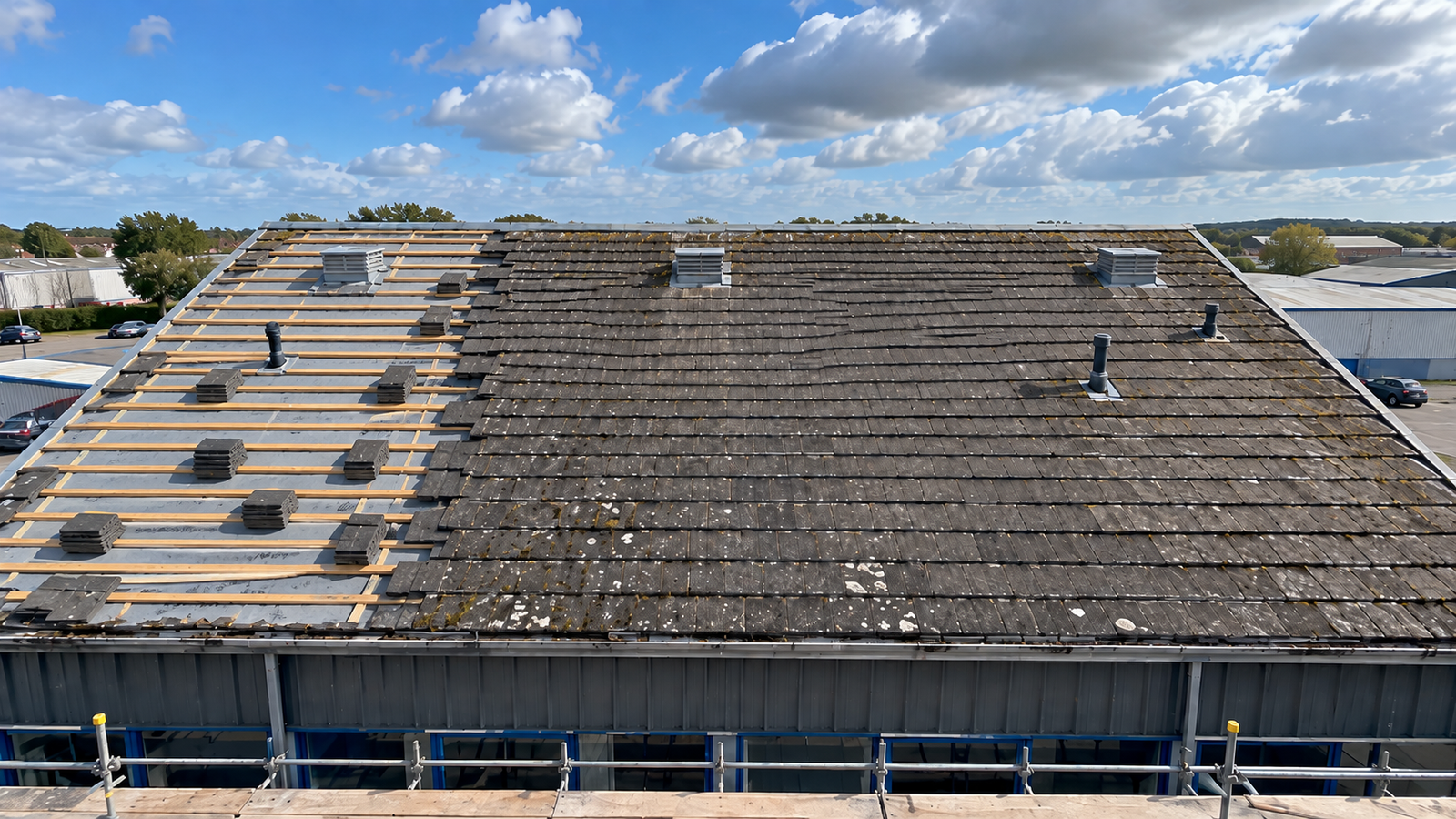 Roof renovation in progress